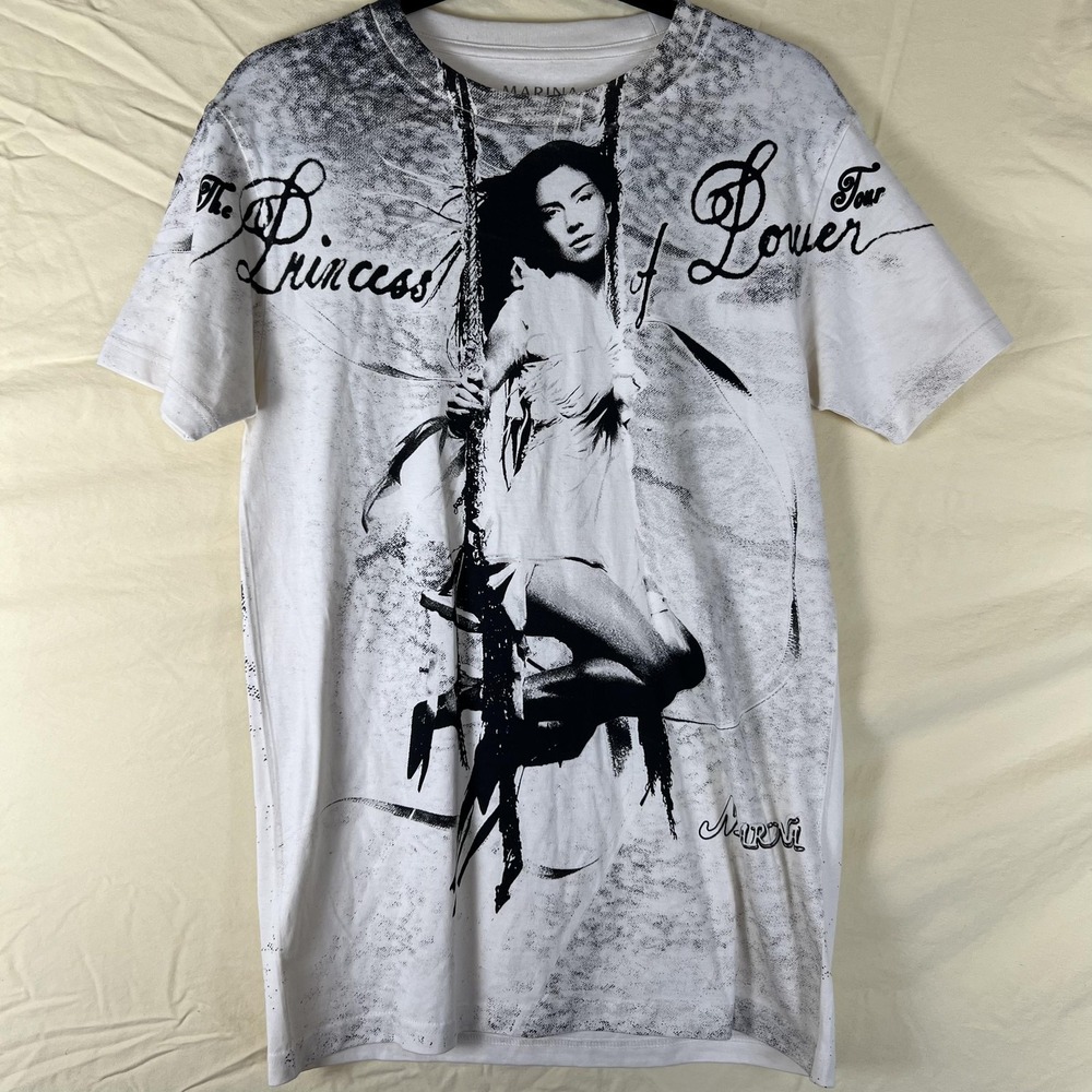 Marina Shirt Mens Small White Princess Of Power Tour Graphic T-Shirt Tee Concert